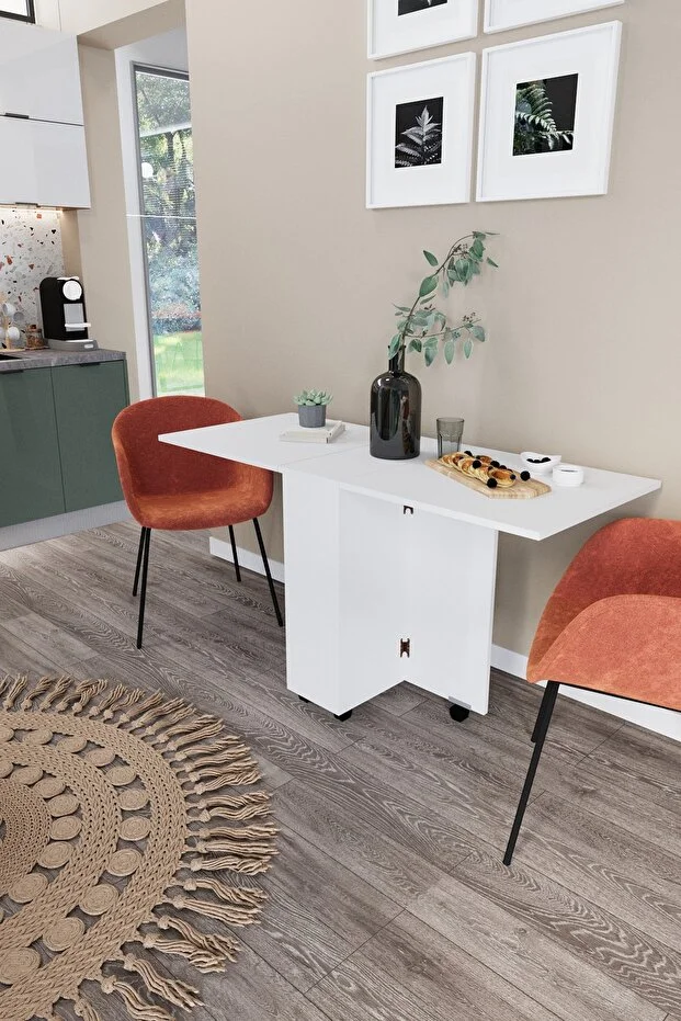 Ultra Flamingo Pratik Katlanır - Açılır Kapanır Raflı Mutfak Yemek Çalışma Masası